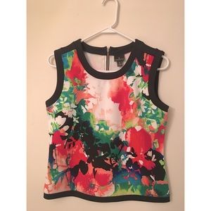 Worthington Sleeveless Floral Zip Top, Size Medium